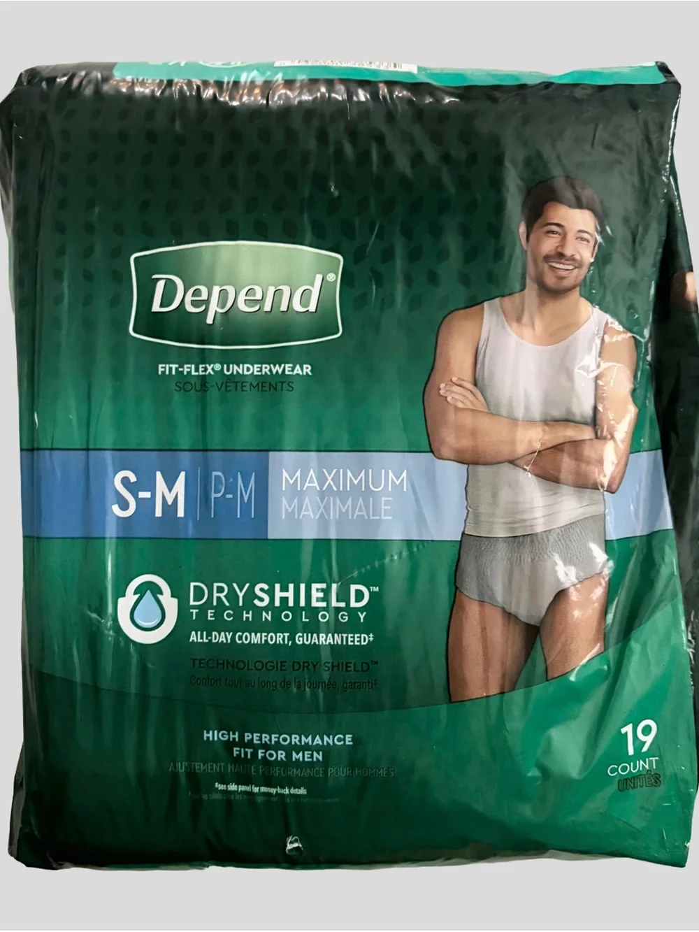 Depend Fit-Flex Men’s Underwear S/M Maximum Absorbency 19 Count NEW